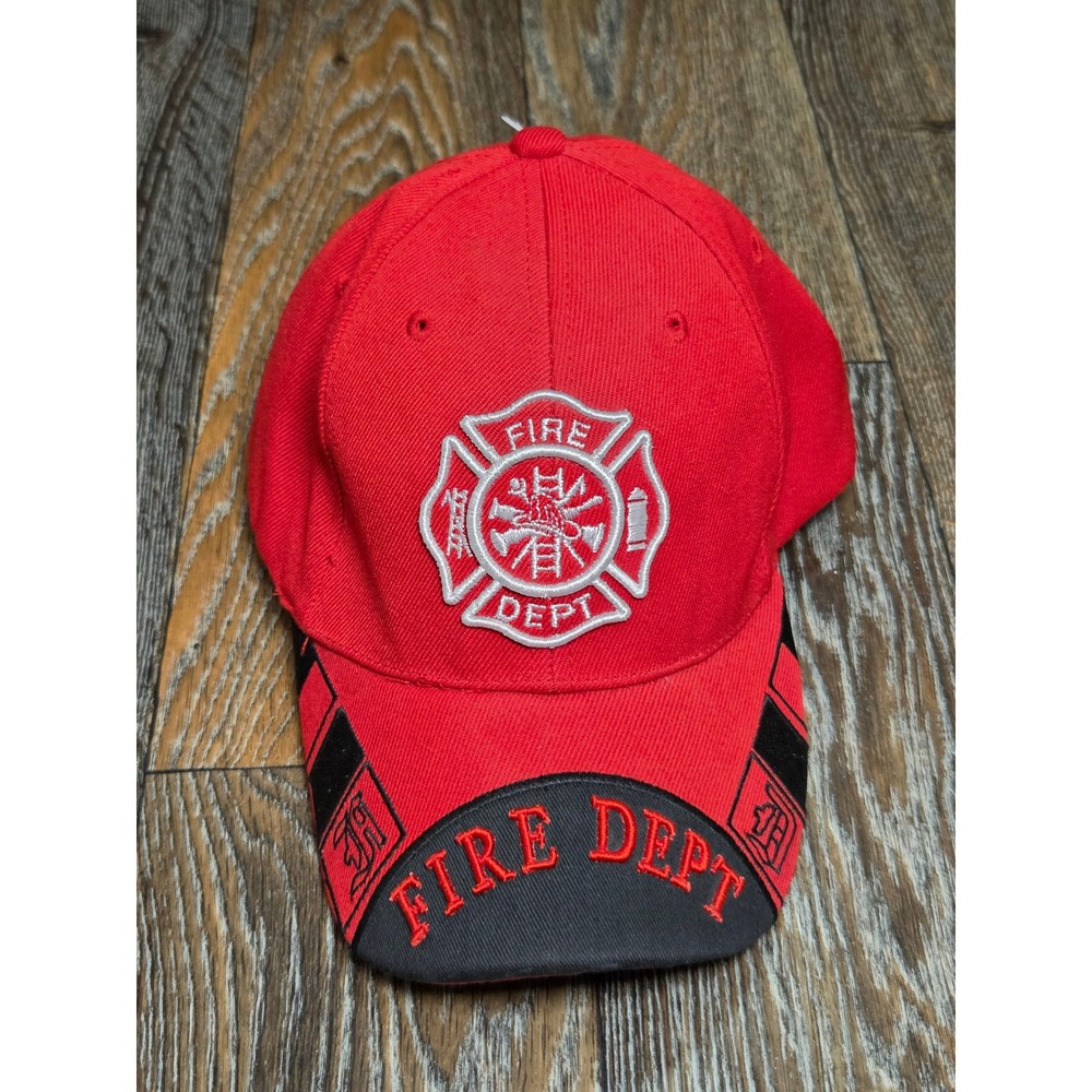 Kys Design Cap Fire Dept Red Baseball Hat Embroidered Maltese Cross Adjustable